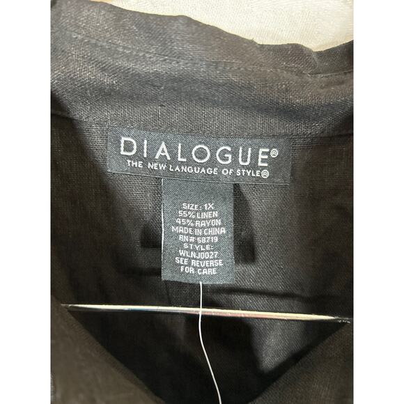 Dialogue Button Up 1X Black NEW Linen Blend Long Tunic QVC - Picture 9 of 12